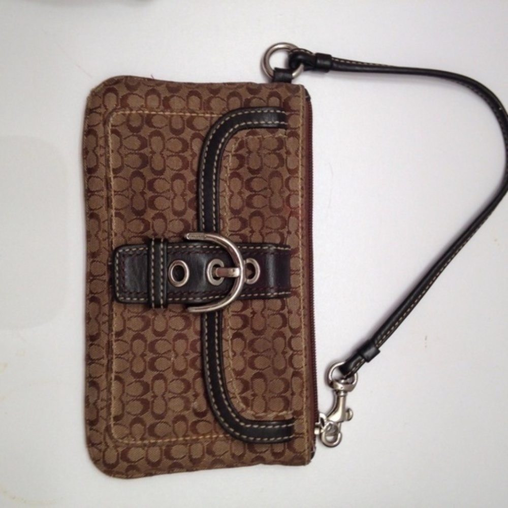 COACH SIG C vintage y2k brown wristlet clutch wallet soho - Picture 4 of 6